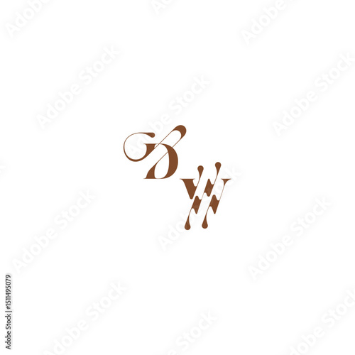 elegant curve monogram DW wedding logo concept bold and hairline initial letter