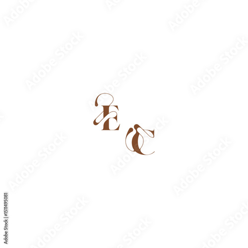 elegant curve monogram EC wedding logo concept bold and hairline initial letter
