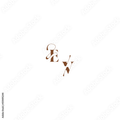 elegant curve monogram EV wedding logo concept bold and hairline initial letter