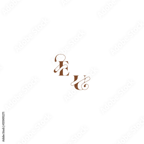 elegant curve monogram EU wedding logo concept bold and hairline initial letter