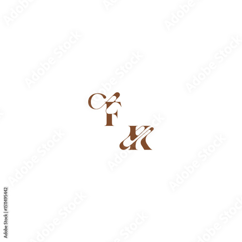 elegant curve monogram FK wedding logo concept bold and hairline initial letter