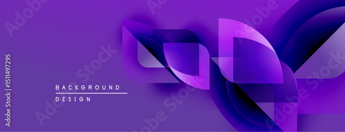 Abstract purple layers create modern background. Smooth shapes overlap, forming dynamic visual effect. Design feels futuristic, elegant.