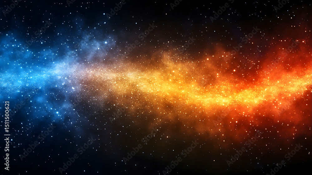 Cosmic nebula, vibrant hues of blue and orange, against a dark starry backdrop Cosmic nebula, vibrant hues of blue and orange, against a dark starry backdrop