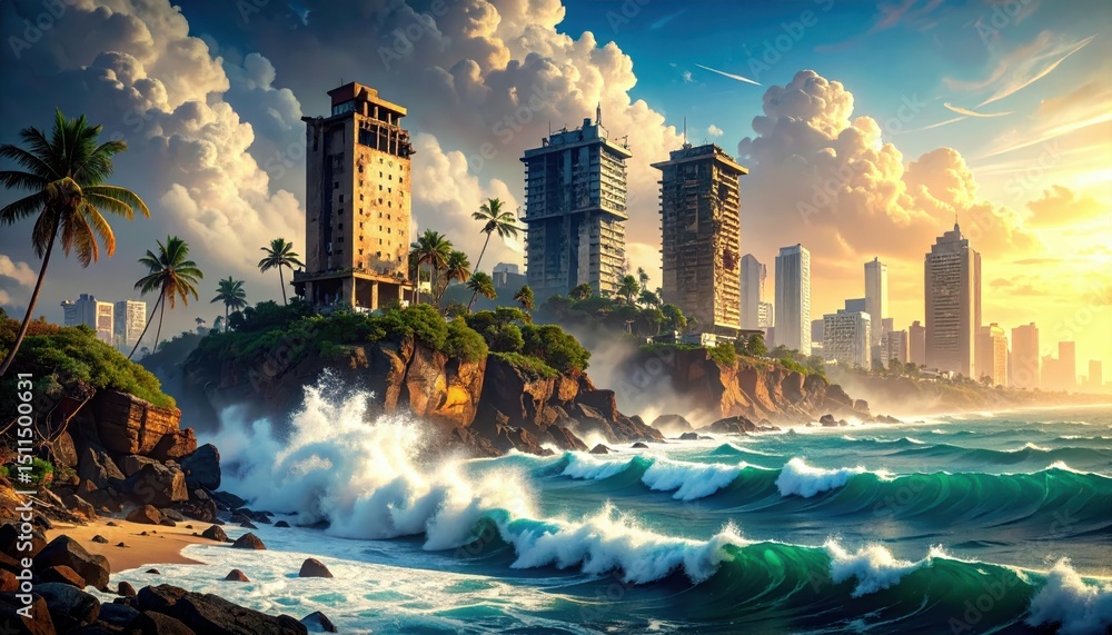 Obraz premium Tragic Collapse of Colonial Buildings in Santo Domingo, Dominican Republic