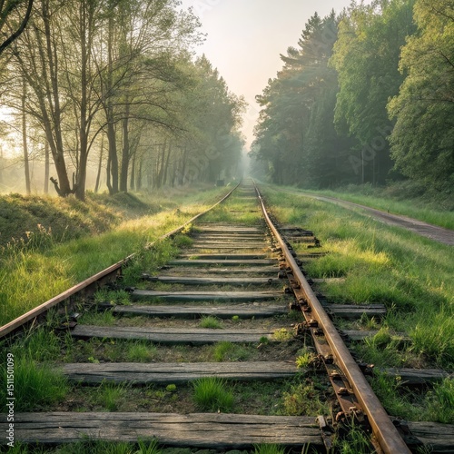 Sunlit Forest Railway Track...