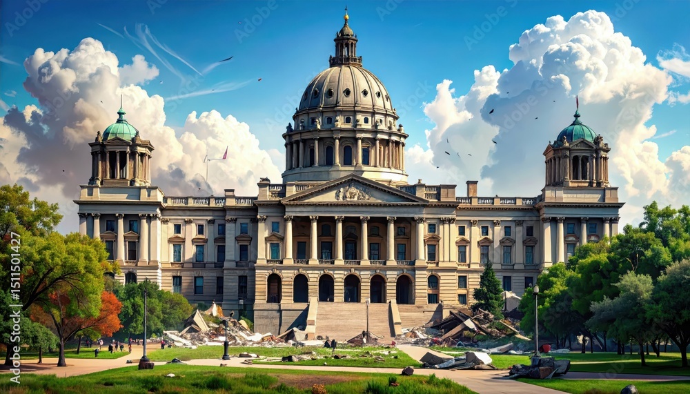 Obraz premium Devastating Collapsing Structures in St. Paul, Minnesota Cityscape