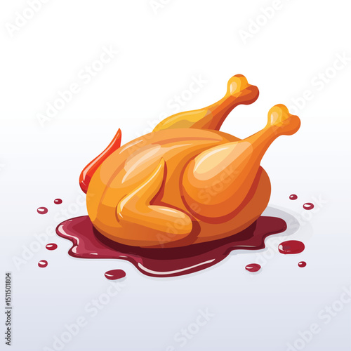 Roast Chicken with Sauce Splash creative isometric illustration with layered dimension and depth cues.