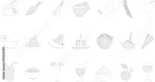 A delightful set of hand-drawn vector illustrations featuring vintage coffee and tea icons, perfect for any cafe or kitchen design