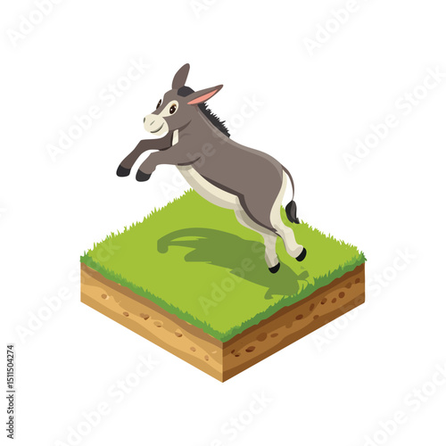 Donkey jump isometric vector illustration with clean geometry and modern design