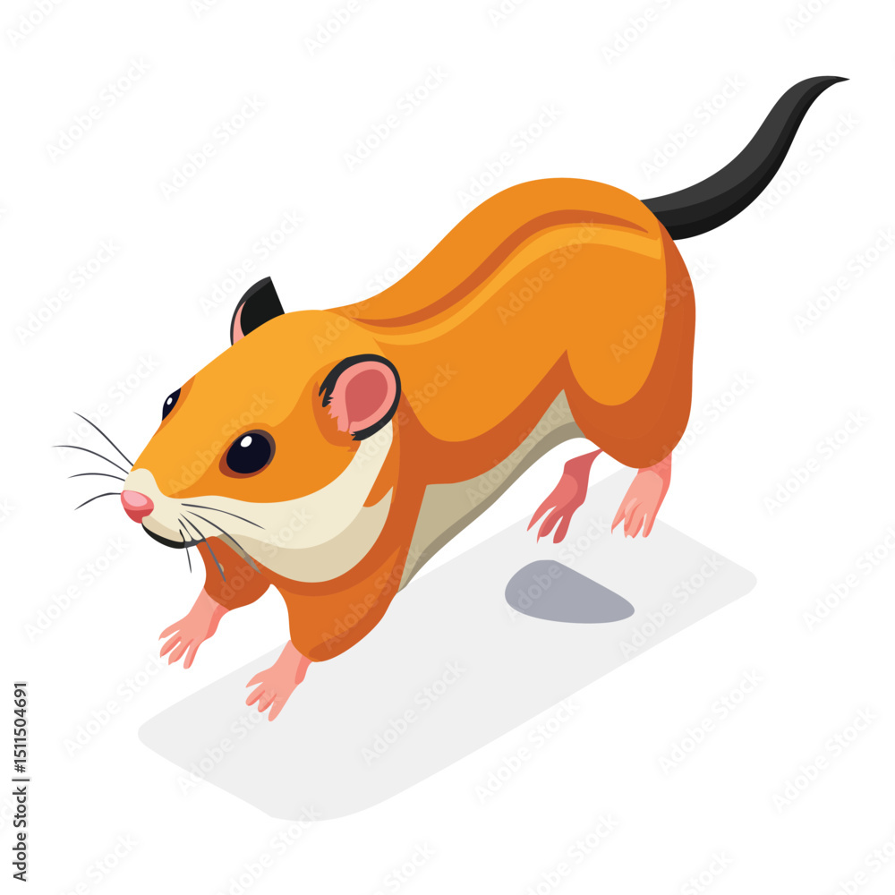 Hamster jump isometric vector illustration with clean geometry and modern design Hamster jump isometric vector illustration with clean geometry and modern design