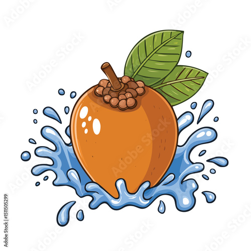 Mamey Sapote splash Colorful Vector in Adorable Comic Style with Expressive Lines.
