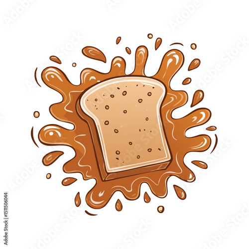 Rye Bread splash Colorful Vector in Adorable Comic Style with Expressive Lines..