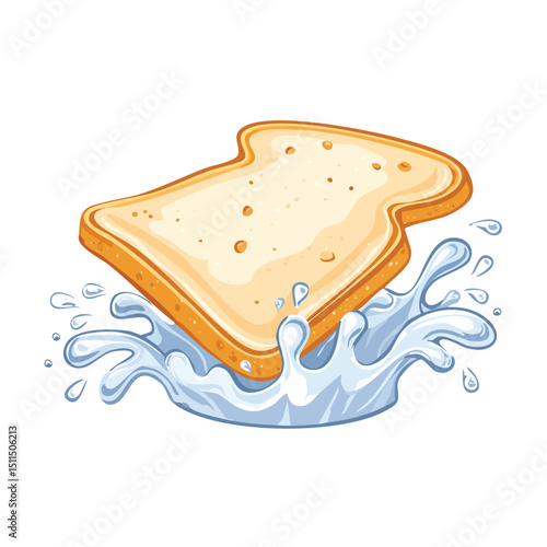 Milk Bread splash Colorful Vector in Adorable Comic Style with Expressive Lines..