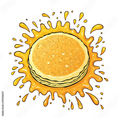 Crumpet splash Colorful Vector in Adorable Comic Style with Expressive Lines..