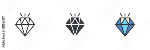 Diamond or valuable asset different style icon set