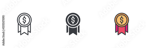 Financial award different style icon set