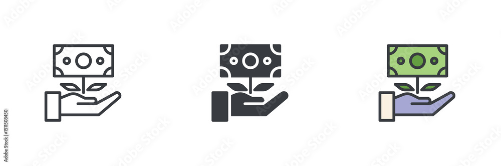 Fototapeta premium Financial investment different style icon set