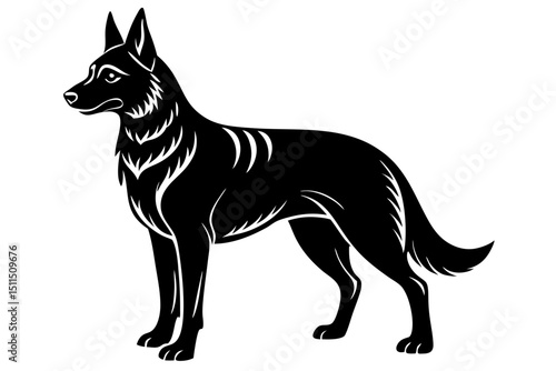 Standing german shepherd dog silhouette vector illustration