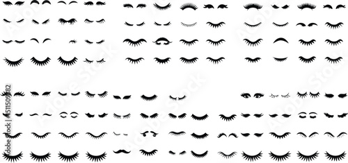 Collection of Isolated Eyelash and Eyebrow Icons for Beauty or Fashion Applications