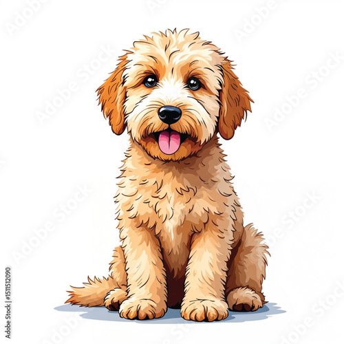Labradoodle Puppy Vector Illustration isolated