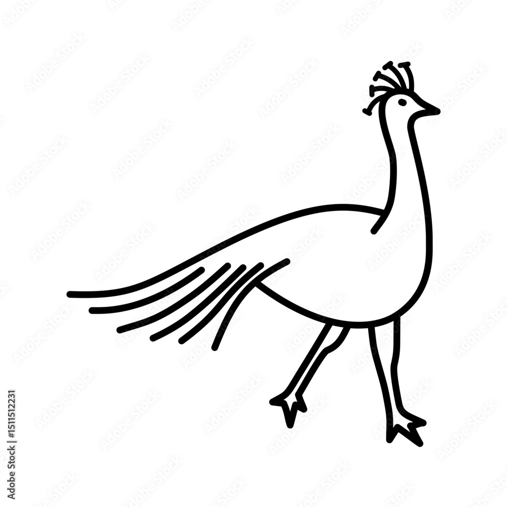 Obraz premium minimalist icon vector illustration of albino peacock or merak in doodle artline style. high resolution with transparent background perfect for symbol, logo, design element, sticker, or poster