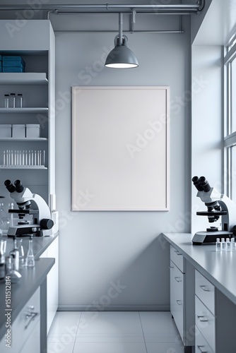 White wall with a black frame and a white poster