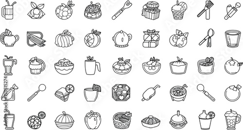 Vector illustration set of medical icons and different types of nails doodle pattern