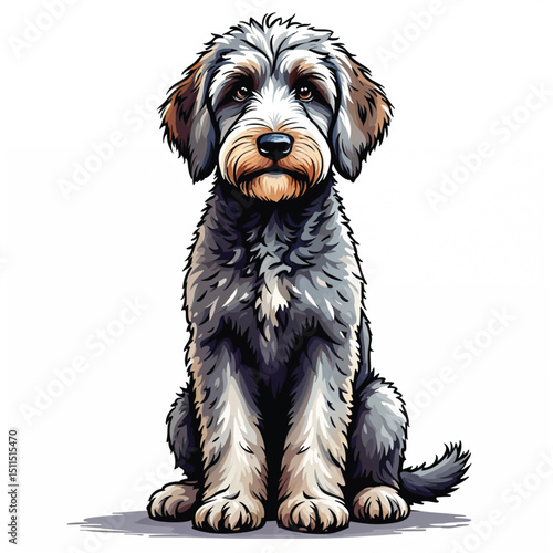 Labradoodle Puppy Vector Illustration isolated