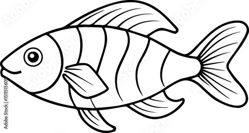 bony fish line art vector illustration