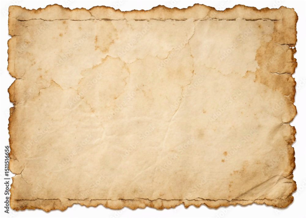 Fototapeta premium old paper with burnt edges, Vintage old paper torn texture set. Antique worn ripped parchment background