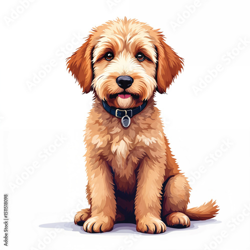 Labradoodle Puppy Vector Illustration isolated