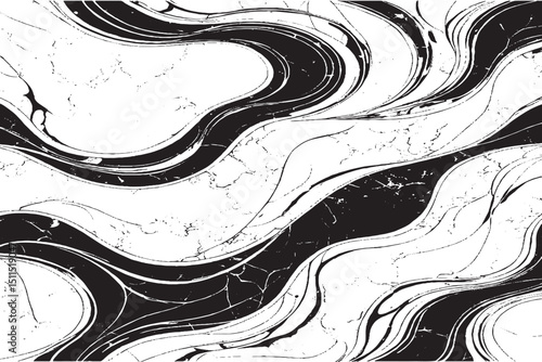 Black and White Marble Wave Texture | Abstract Fluid Art Background for Graphic and Web Design