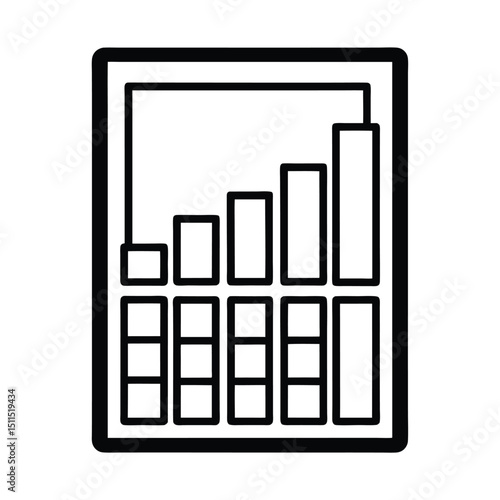 outlined calculator with bar chart display.eps
