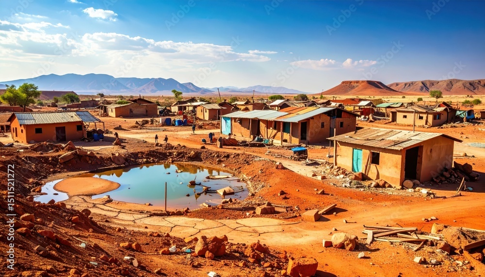 Obraz premium A Landscape of Water Scarcity and Humanitarian Challenges in Drought Areas