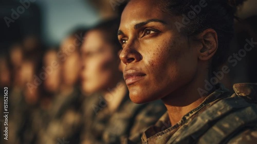 Focused military personnel group portrait