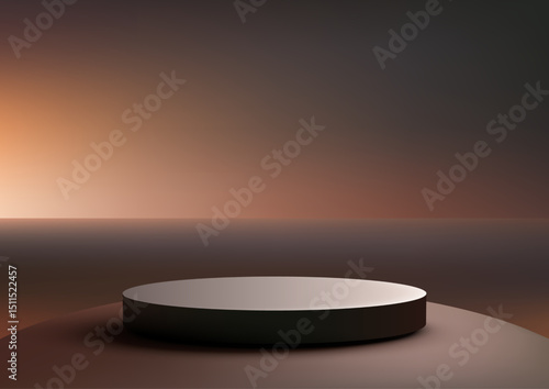 sleek dark 3d podium mockup for product display in minimalist studio with gradient backdrop