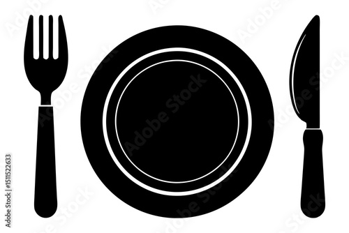 dish fork knife Silhouette vector