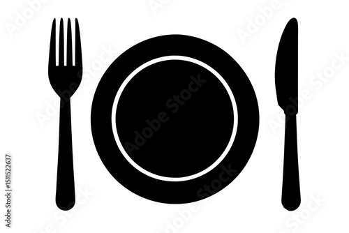 dish fork knife Silhouette vector