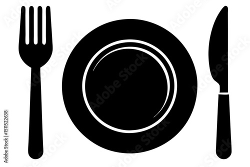dish fork knife Silhouette vector
