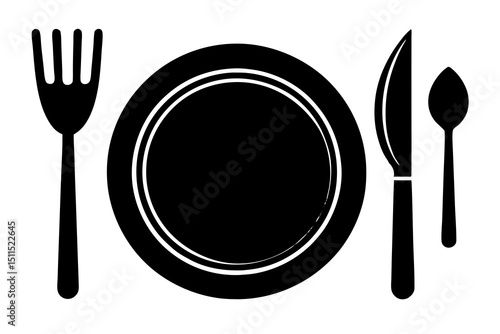 dish fork knife Silhouette vector
