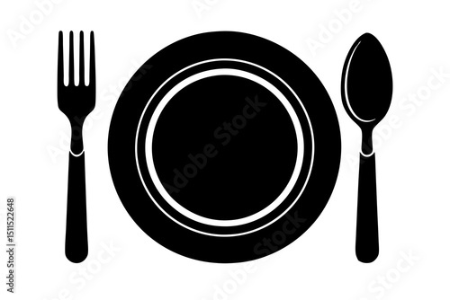 dish fork knife Silhouette vector