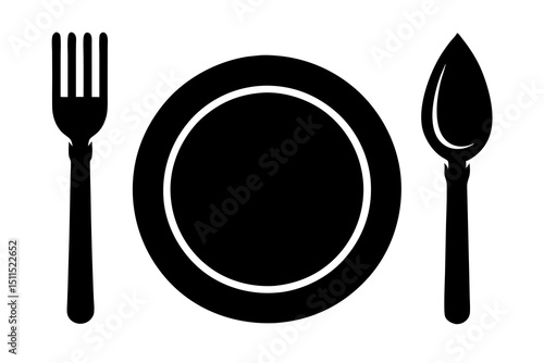 dish fork knife Silhouette vector