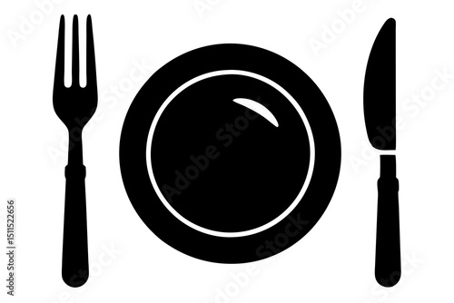 dish fork knife Silhouette vector