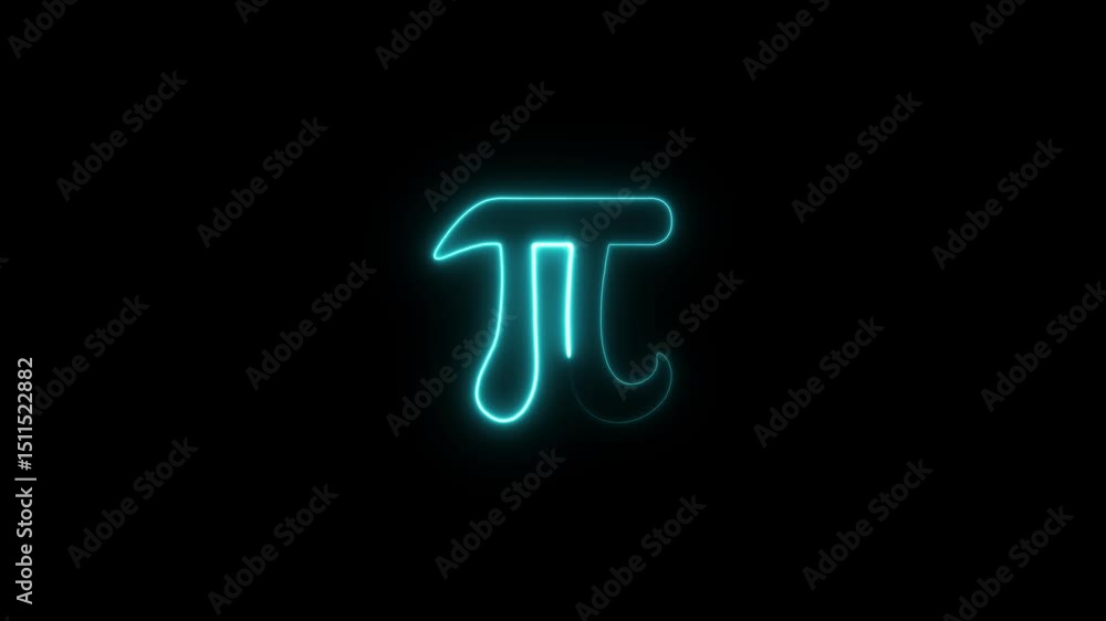 glowing neon pi mathematical icon animation black background. 4K Video motion graphic animation. glowing neon pi mathematical icon animation black background. 4K Video motion graphic animation.