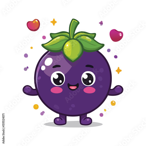 Currant in cute cartoon character style with expressive face and limbs.