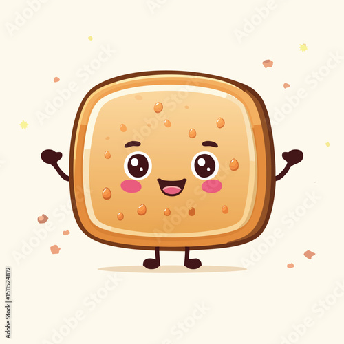 Soda Bread in cute cartoon character style with expressive face and limbs.