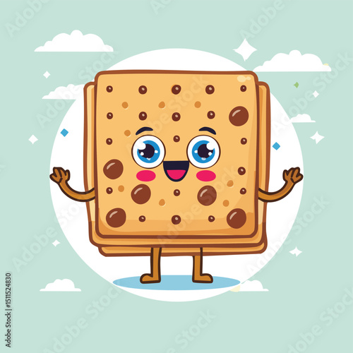 Matzo in cute cartoon character style with expressive face and limbs.