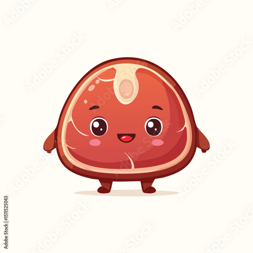 Roast Beef in cute cartoon character style with expressive face and limbs.
