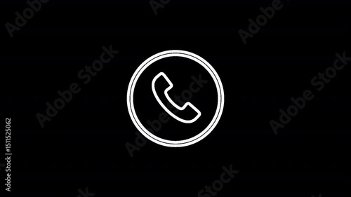 Call Icon animation. Animated call icon with transparent background. telephone icon inside a white circle and symbolizing a call function in apps for communication and connectivity.