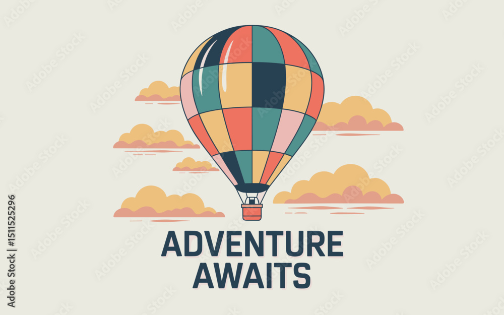 Fototapeta premium balloon, air, sky, hot, hot air balloon, vector, fly, illustration, travel, basket, design, transport, transportation, balloons, fun, flight, color, flying, icon, symbol, adventure, airship, up, vinta